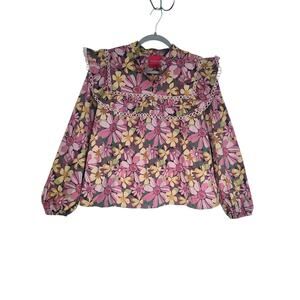 MARIE BY VICTORIA DUNN Elle Teaberry Blouse in Pink/Purple Size Small